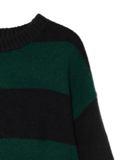 Cropp Swetry*Czarno- sweter w paski zielony