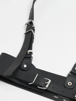 Cropp Paski*gorset z imitacji skóry czarny