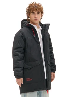 Cropp Kurtki Zimowe|Kurtki, Płaszcze*płaszcz z kapturem czarny