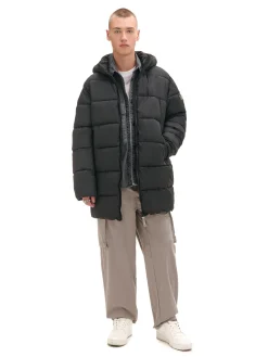 Cropp Kurtki Zimowe|Kurtki, Płaszcze*pikowany płaszcz z kapturem czarny