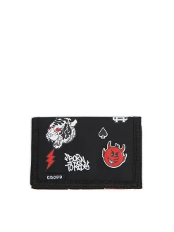 Cropp Portfele|Basic*Czarny portfel z nadrukami biały