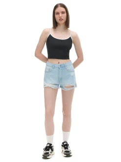 Cropp Sety*top z białymi ramiączkami czarny