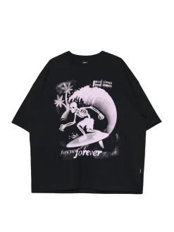 Cropp Koszulki*T-shirt boxy z nadrukiem czarny