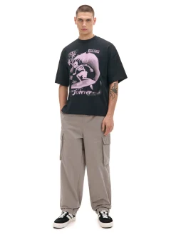 Cropp Koszulki*T-shirt boxy z nadrukiem czarny