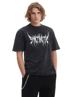 Cropp Koszulki*T-shirt z efektem acid wash czarny