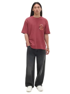 Cropp Koszulki*Czerwona koszulka z nadrukiem czerwony