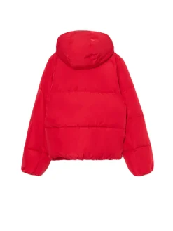 Cropp Kurtki, Płaszcze*Czerwona pikowana kurtka z kapturem czerwony