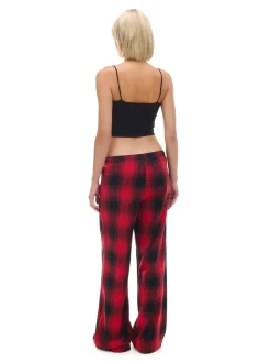 Cropp Spodnie*Czerwone spodnie w kratę czerwony