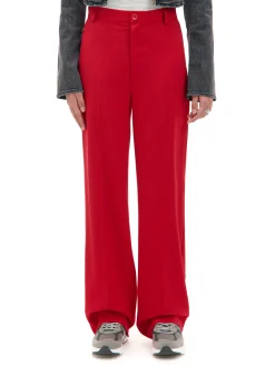 Cropp Spodnie*Czerwone spodnie z wysokim stanem czerwony