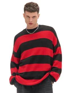 Cropp Swetry*sweter w paski czerwony