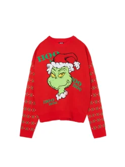 Cropp Ubrania Świąteczne|Swetry*sweter świąteczny Grinch czerwony