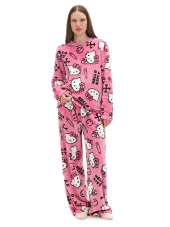 Cropp Cozy|Piżamy*Dwuczęściowa pluszowa piżama Hello Kitty różowy