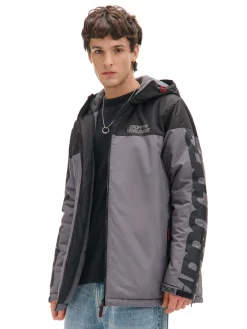 Cropp Kurtki Zimowe|Kurtki, Płaszcze*Dwukolorowa kurtka z kapturem szary