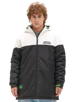 Cropp Kurtki Zimowe|Kurtki, Płaszcze*Dwukolorowa kurtka z kapturem czarny