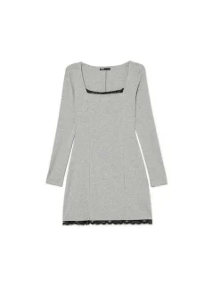 Cropp Sukienki, Kombinezony*Dzianinowa szara sukienka midi szary