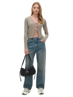 Cropp Swetry*Dzianinowy kardigan z domieszką wełny beżowy