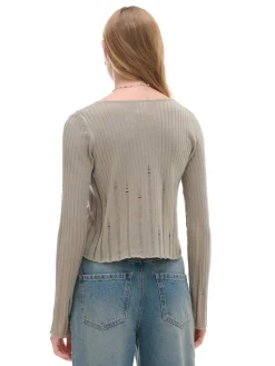 Cropp Swetry*Dzianinowy kardigan z domieszką wełny beżowy