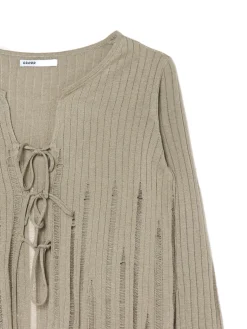 Cropp Swetry*Dzianinowy kardigan z domieszką wełny beżowy