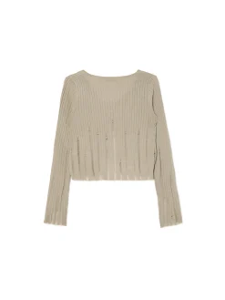 Cropp Swetry*Dzianinowy kardigan z domieszką wełny beżowy