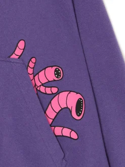 Cropp Bluzy*Fioletowa bluza z kapturem i nadrukami fioletowy
