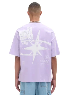 Cropp Koszulki*Fioletowa koszulka z nadrukiem fioletowy