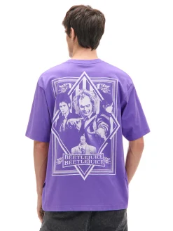 Cropp Koszulki*Fioletowa koszulka z nadrukiem Beetlejuice fioletowy