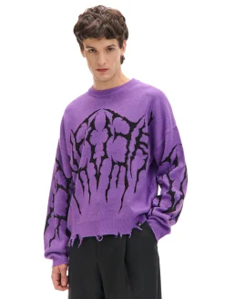 Cropp Swetry*sweter z nadrukiem fioletowy
