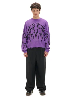 Cropp Swetry*sweter z nadrukiem fioletowy