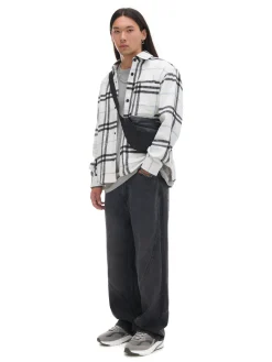 Cropp Koszule*Flanelowa kraciasta koszula z domieszką wełny biały