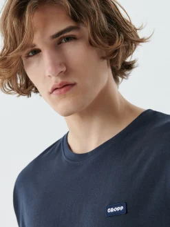 Cropp Koszulki*Gładka granatowa koszulka granatowy