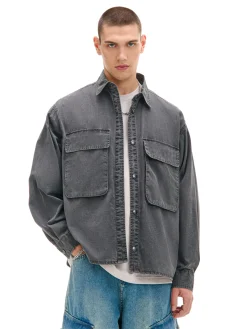 Cropp Koszule*Gładka koszula z efektem sprania czarny