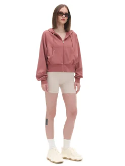 Cropp Bluzy*Gładka rozpinana bluza z kapturem różowy