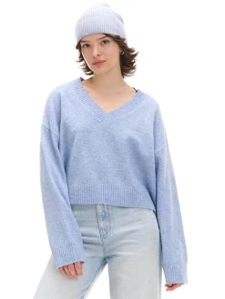 Cropp Swetry*Gładki jasnoniebieski sweter błękitny