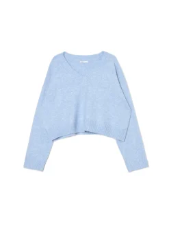 Cropp Swetry*Gładki jasnoniebieski sweter błękitny