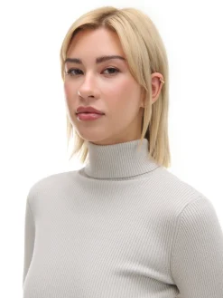 Cropp Swetry*Gładki sweter z półgolfem jasnyszary