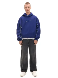 Cropp Bluzy*Granatowa bluza hoodie z naszywkami granatowy