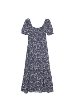 Cropp Sukienki, Kombinezony*Granatowa sukienka midi w stokrotki granatowy