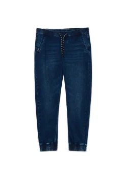 Cropp Jeansy*Granatowe jeansowe joggery regular surowygranatowy