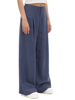 Cropp Spodnie*Granatowe spodnie tailoring w paski granatowy