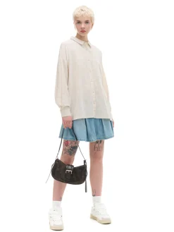 Cropp Koszule, Bluzki*Jasna koszula oversize z rustykalną strukturą beżowy