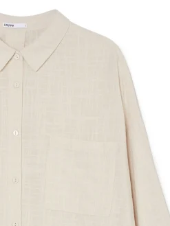 Cropp Koszule, Bluzki*Jasna koszula oversize z rustykalną strukturą beżowy