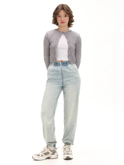 Cropp Jeansy*Jasne jeansowe joggery błękitny