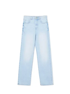 Cropp Jeansy*Jasne jeansy straight z efektem sprania niebieski