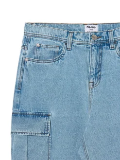 Cropp Jeansy*Jasnoe jeansy loose cargo niebieski