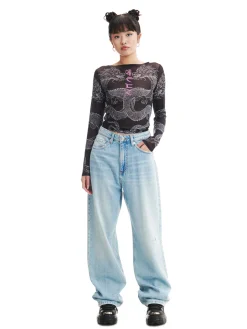 Cropp Jeansy*Jasnoe jeansy wide leg niebieski