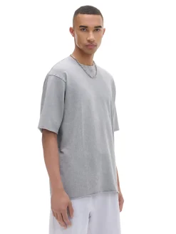 Cropp Koszulki*Jasnoszara koszulka z surowym wykończeniem jasnyszary