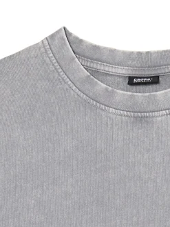 Cropp Koszulki*Jasnoszara koszulka z surowym wykończeniem jasnyszary