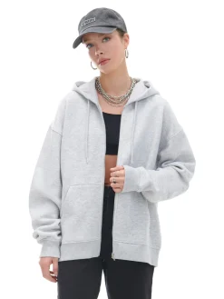 Cropp Bluzy*Jasnoszara rozpinana bluza oversize jasnyszary