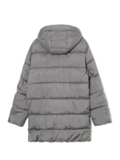 Cropp Kurtki Zimowe|Kurtki, Płaszcze*Jasnoszary pikowany płaszcz z kapturem jasnyszary