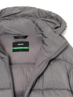 Cropp Kurtki Zimowe|Kurtki, Płaszcze*Jasnoszary pikowany płaszcz z kapturem jasnyszary
